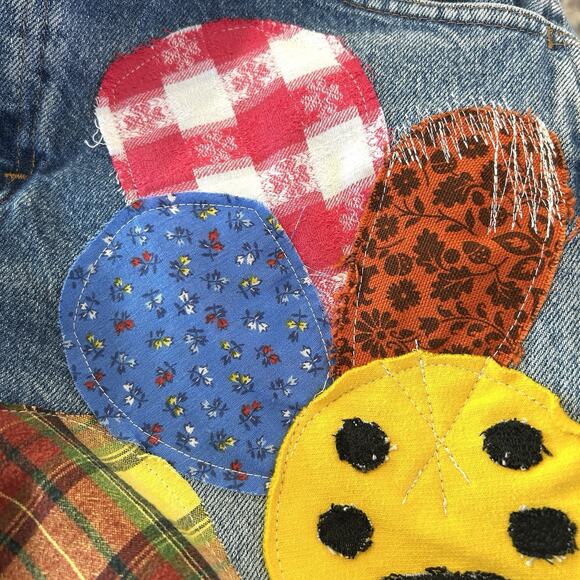 Reworked OOAK Jorts Denim Patchwork‎ Shorts Y2k Streetwear Maximalist Mens 34X13 - Picture 8 of 13